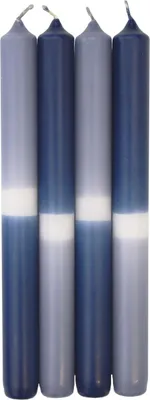 Produktbild von INNA-Glas Dip Dye Stabkerzen LISSITA, 4 Stück, graublau-dunkelblau, 25cm, Ø2,3cm, 11h - Tafelkerze
