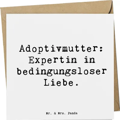 Produktbild von Mr. & Mrs. Panda Klappkarte Spruch Adoptivmutter Expertin - Weiß - Geschenk, faltkarte, Verbindung, anlasskarte, Liebe, Erziehung, Adoption, doppelkarte, Glückwunschkarte