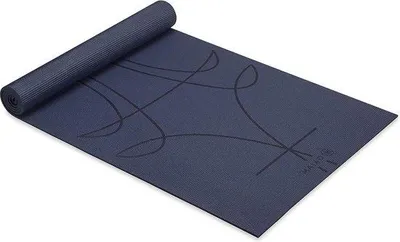 Productafbeelding van Premium 6 mm dikke uitlijningsprint yogamat voor alle soorten yoga en pilates - antislip oefen- en fitnessmat voor vloertrainingen - 68" x 24" x 6mm dik - inkt Yogamat