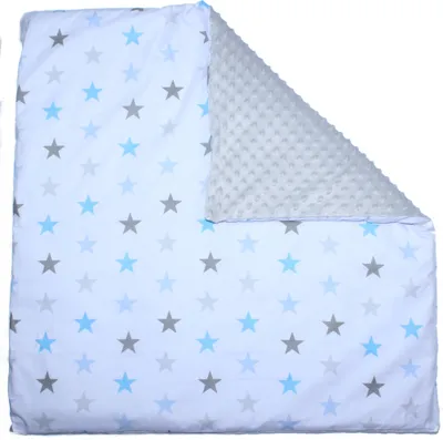Produktbild von MINKY Wendebezug Kissenbezug Kissenhülle Hülle Kissen Bezug Baby Kinder Deko - 13 - Star Blau + Grau