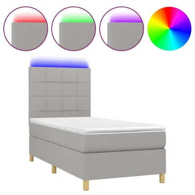 Produktbild von vidaXL Boxspringbett mit Matratze & LED Hellgrau 80x200 cm Stoff