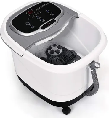 Produktbild von GOPLUS Fußbad Massagegerät, Elektrisches Fußmassagebad, Fußbadewanne mit Massage & Heizung, Rollbar, 10-60 min. Timer, 35-48 °C, Abnehmbares Massage-Brett (Grau)