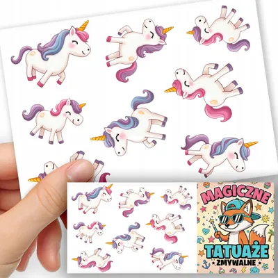 Zdjęcie produktu dla Tatuaże Zmywalne Dla Dzieci Tymczasowe - Jednorożec Unicorn - 8 El.