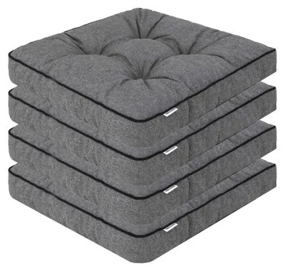 Immagine prodotto di Set di cuscini per seduta, composto da 4 pezzi, dimensioni 49 x 47 cm, colore antracite, adatti sia per interni che per esterni