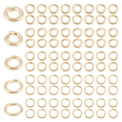 250 vergoldete offene Sprungringe, 5 Größen, 18–20 Gauge, Gold