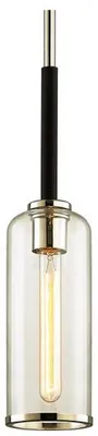 Produktbild von Casa Padrino Luxus Hängeleuchte Schwarz / Silber Ø 14 x H. 50,8 cm - Runde Pendelleuchte mit Glas Lampenschirm