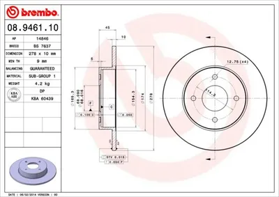 Produktbild von BREMBO Bremsscheiben (2 Stück) Hinterachse 08.9461.10