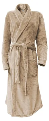 Productafbeelding van LINNICK Flanel Fleece Badjas Uni - shady sand - S
