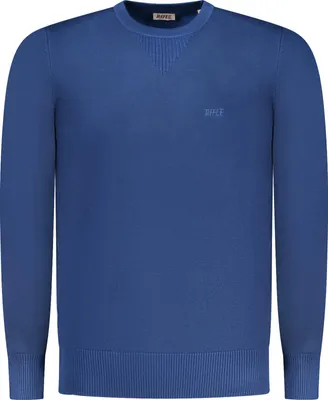 Immagine prodotto di Elegante maglione da uomo blu con collo rotondo e raffinati ricami