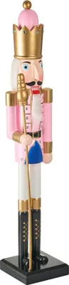 Produktbild von BELIANI Nussknacker-Figur rosa Kiefernholz handgefertigte Weihnachtsdeko