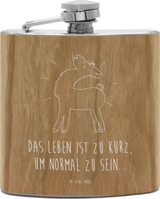 Produktbild von Mr. & Mrs. Panda Flachmann Lama Stolz - Transparent - Geschenk, Aus Edelstahl, Alkoholflasche, Hippie, Alpaka, Familie, Family, feldflasche, taschenflasche, Freundin