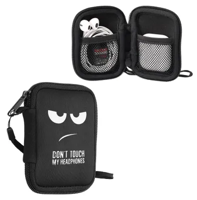 Produktbild von kwmobile In-Ear Kopfhörer Tasche kompatibel mit in-ear Headphones - Hülle Neopren Cover Case - 6 x 9 cm Innenmaße - Etui in Weiß Schwarz Schwarz