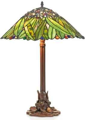 Produktbild von Casa Padrino Tiffany Tischleuchte Hockerleuchte Bananenblätter 40 cm ModX4b - Leuchte Lampe