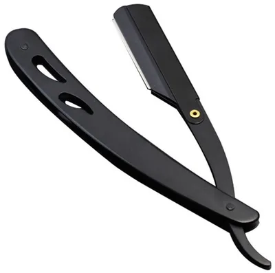 Image de Rasoir - Lame de rasoir rétractable - Noir - Avec lames supplémentaires - Lame de coiffeur - Modèle pour la barbe - Rasage - Lame - CHPN