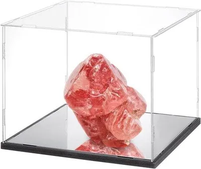 Image de Vitrine transparente avec miroir, idéale pour la protection et le stockage de modèles de collection, dimensions : 26,5 x 26,5 x 26 cm. Parfaite pour la maison et le bureau