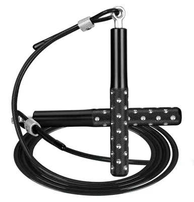 Image de Corde à sauter de fitness réglable, pour adultes et enfants, de couleur noire