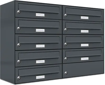Produktbild von 9er Briefkasten Anthrazit Anlage 9 Fach Wandbriefkasten Postkasten