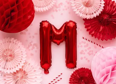 Produktbild von Folienballon Buchstabe „M“, 35cm, rot