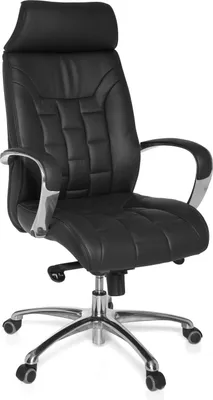 Produktbild von Amstyle Bürostuhl TURIN Echtleder schwarz bis 120kg Schreibtischstuhl Wippfunktion Chefsessel Armlehnen Drehstuhl X-XL; SPM1.158