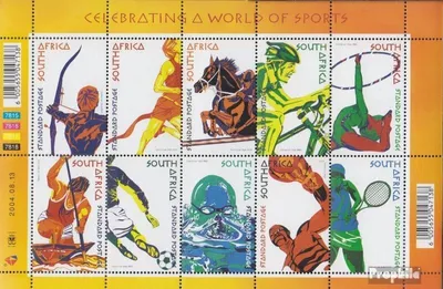 Produktbild von Briefmarken Südafrika 2004 Mi 1585-1594 Kleinbogen (kompl.Ausg.) gestempelt Sportarten