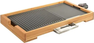 Immagine prodotto di Griglia elettrica plancha 2000w 51x25,5cm Kitchen chef KCWOODPLA2000