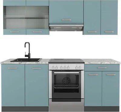 Immagine prodotto di Cucina componibile Vicco R-Line Blu-grigio/antracite 200 cm , PL Marmo, Model 49457
