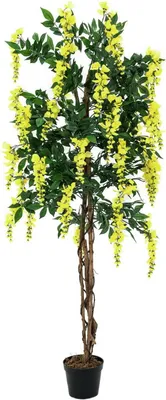 Produktbild von artplants.de Künstlicher Goldregenbaum, 2020 Blätter, Echtstamm, 1000 Blüten, gelb, 180cm - Künstliche Pflanze - Deko Blumen