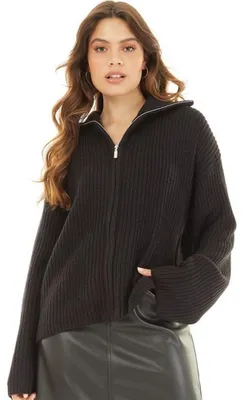Immagine prodotto di Brave Soul - Giacca da donna, con zip, in jersey WH127 (M) (Nero)