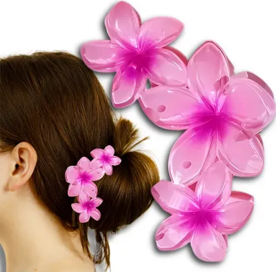 Produktbild von Große Haarspange, Plumeria-Blume, rosa Kiefer