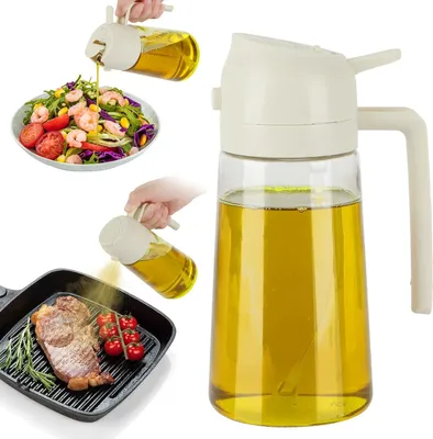 Produktbild von 2in1 Ölsprüher für speiseöl 470ml/16oz Öl Sprühflasche lebensmittelecht Ölspray zum Kochen Öl Zerstäuber Olivenöl Sprühflasche für Salat Grillen und Heißluftfritteuse