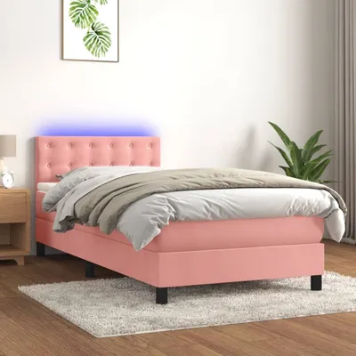 Produktbild von The Living Store Boxspringbett mit Matratze & LED Rosa 80x200 cm Samt