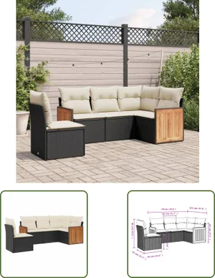 Produktbild von The Living Store 5-tlg. Garten-Sofagarnitur mit Kissen Schwarz Poly Rattan