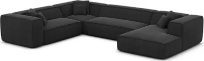 Produktbild von Strukturstoff U-Form XXL Wohnlandschaft Arelia Schwarz Rechts