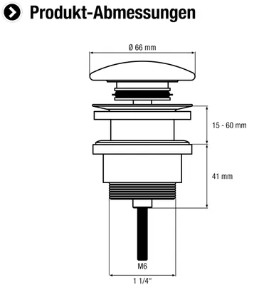 Zdjęcie produktu dla CORNAT odpływ umywalkowy 1 1/4", przycisk, czarny
