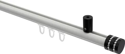 Produktbild von Interdeco Innenlaufstange / Gardinenstange mit Innenlauf Weiß / Schwarz, Typ Sonius Estana (Glitzerkappe) Deckenmontage, 20 mm Ø 1-läufig, 160 cm