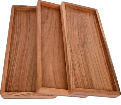 Image de Planches rectangulaires en bois d'acacia, idéales pour l'alimentation et la décoration (lot de 3)