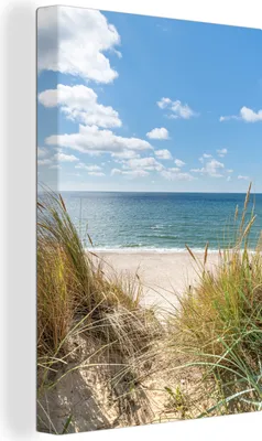 Produktbild von MuchoWow® - Leinwandbilder - Düne - Gras - Meer - Strand, Wandbild, Wanddeko Bilder Wohnzimmer, 20x30cm