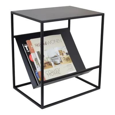 Zdjęcie produktu dla LOFT42 Stolik boczny Maggy ze stojakiem na gazety - metalowy - czarny - 47x36x29