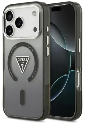 Obrázok produktu pre Puzdro Guess IML s gradientným trojuholníkovým logom MagSafe pre iPhone 18 Pro Max / iPhone 17 Pro Max – čierna farba