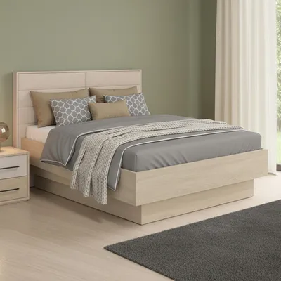 Image de Tirso - Lit Double, Chêne Brun, Matelas 160x200 cm