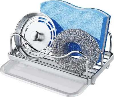 Produktbild von Famanu Spülschwammhalter mit abnehmbarer Tropfschale - Edelstahl 304