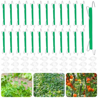 Immagine prodotto di Ganci per pomodori, confezione da 25 pezzi - Supporti per piante con corda - Ganci di sostegno per pomodori - Aiuto per la crescita delle piante - Supporto flessibile - Ideale per la crescita