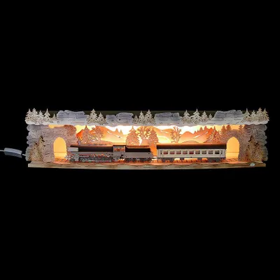 Produktbild von Schwibbogenerhöhung 'Mit der Bahn durchs Erzgebirge' (75x20x15cm) von Tietze Erzgebirgsdesign