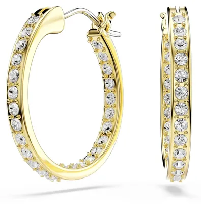 Image de Boucles d'oreilles Swarovski Sommerset, plaquées or, petites boucles d'oreilles blanches avec des cristaux clairs