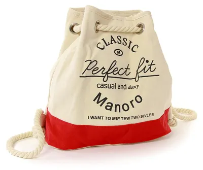 Produktbild von Manoro Damen Herren Rucksack Handtasche Beuteltasche Canvas weiß rot OTK216R