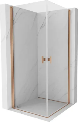 Produktbild von Mexen Mist-B Duo Duschkabine schwingbar 80 x 80 cm, transparent, gebürstetes Kupfer - 8A2-080-080-65-00
