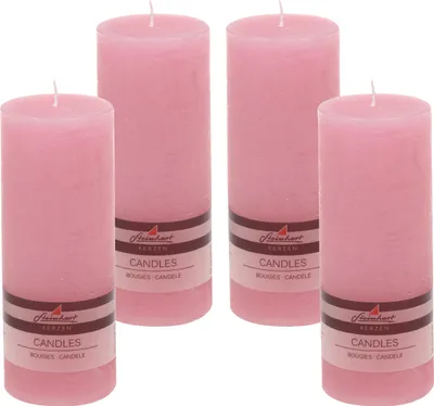 Produktbild von 4er Set Adventskranzkerzen "Raureif" Rosa 200/78 mm