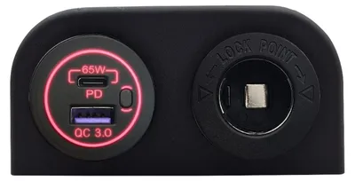 Produktbild von ProRide 12-24V USB/USB-C Autolader 2 Ports 65W QC3.0 Rot Aufbaumodell