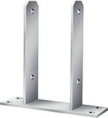 A metal bracket on a white background.