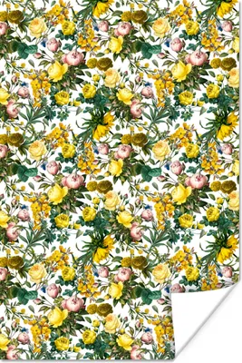 Produktbild von MuchoWow® Poster Pfingstrose - Gelb - Muster 120x180 cm - Kunstposter